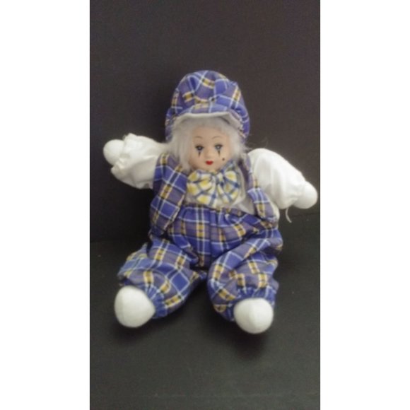 Vintage 6" Hard Plastic Face Mardi Gras Renaissance Clown Jester - Picture 1 of 10